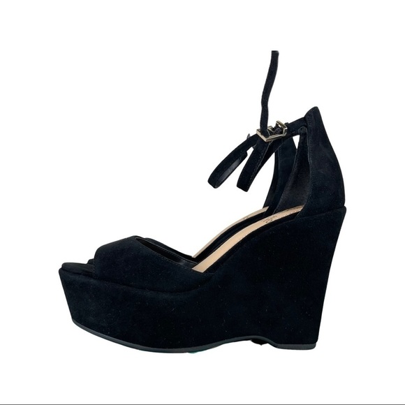 Vince Camuto Black Suede Platform Wedge Sandals NWB - Picture 7 of 13